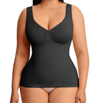 FeelinGirl Women Shapewear Tank Top Tummy Control Compression Tanks V Neck Seamless Body Shaper Camisole Tops for Women Black L