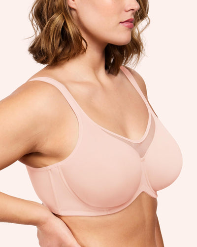 HSIA Minimizer Bras for Women Plus Size, Full Coverage Coolcomfort T Shirt Unlined Bra with Underwire for Heavy Breast, Blush Pink 34C