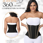 SHAPSHE Waist Trainer for Women Tummy Control Cincher Corset Shapewear Working Out Body Shaper with Hooks Black M