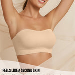DEANGELMON Strapless Bras for Women Comfort Non-Slip Seamless Padded Bralette Clear Straps Wireless Tube Top Bra Nude Medium