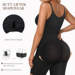 BRABIC Women's Zip-Up Shapewear Bodysuit Tummy Control Seamless V Neck Full Body Shaper Mid-Thigh Butt Lifter(Black, Medium)