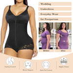 YIANNA Postpartum Fajas Colombianas Moldeadoras Full Body Shapewear Tummy Control for Women Body Shaper Girdles Compression Garment with Side Bust Pad, YA7510-Black-L