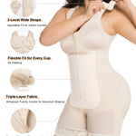 SHAPERX Women's Fajas Colombianas Moldeadoras Postparto Tummy Control Shapewear Compression Garment with Zipper Crotch,SZ7390-Beige-2XL