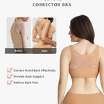 FeelinGirl Post Surgery Compression Bra Front Closure Surgical Bra for Recovery with Breast Support Band Beige L