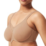 HSIA Minimizer Bras for Women Plus Size, Full Coverage Coolcomfort T Shirt Unlined Bra with Underwire for Heavy Breast, Dark Beige 38DDD