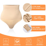 Werena Tummy Control Thong Shapewear for Women High Waisted Body Shaper Panties Shaping Thong Girdle Underwear(01# Mid Waisted Beige(slimmming),Small)
