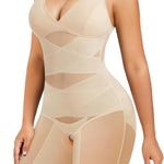 REYEOGO Bodysuit Shapewear for Women Tummy Control Butt Lifter Full Body Shaper Thigh Slimmer Faja V-Neck Jumpsuit Body Suit