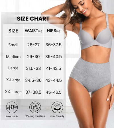 IROCUE High Waisted Underwear for Women Tummy Control Full Coverage Cotton Ladies Panties Soft Stretch Briefs MultiPack-M