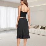 MANCYFIT Half Slip for Women Under Dresses Skirt Extenders with Lace Trim Non Cling Underskirts Black 3X-Large