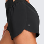 CRZ YOGA High Waisted Dolphin Athletic Running Shorts for Women 3" High Split Comfy Mesh Liner for Gym Workout Track Black X-Small
