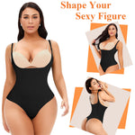Werena Thong Shapewear Bodysuit for Women Tummy Control Open Bust Body Shaper Slimmer Shaping Thong(#1 Black+beige(mix pack),X-Large)