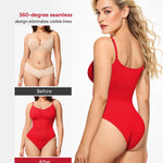 Nebility Red Bodysuit for Women Tummy Control Shapewear Body Suits V Neck Seamless Body Shaper