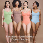 BRABIC Bodysuit Shapewear for Women Tummy Control Panties Seamless Sleeveless Tops V-Neck Camisole Jumpsuit (Blue Brief, Medium/Large)
