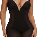 SHAPERIN Women's Backless Shapewear Tummy Control Body Shaper Bra Faja U Plunge Low Back Mid Thigh Bodysuit