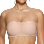 Vertvie Womens Strapless Bra Jelly Push Up Seamless Bandeau Bra Wireless Non Slip Silicone Tube Top Bras Padded Bralette(Skin Color,Medium)
