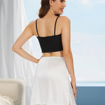 MANCYFIT Half Slips for Under Dresses Women Satin Underskirt Anti-Static with Lace Trim White XX-Large