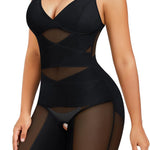 REYEOGO Bodysuit Shapewear for Women Tummy Control Butt Lifter Full Body Shaper Thigh Slimmer Faja V-Neck Jumpsuit Body Suit