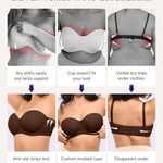 SHAPELLX Women's Bra Strapless Convertible Multiway Underwear with Underwire Plus Size Push Up Bras(Brown,38DDD)