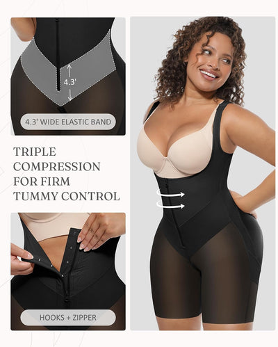 FeelinGirl Fajas Colombianas Moldeadoras Butt Lifting Shapewear Tummy Control Postpartum Faja Body Shaper with Zipper Crotch