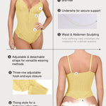 Popilush Shapewear Bodysuits for Women Tummy Control Lace Bodysuit V Neck Sleeveless Corset Tops Body Suit