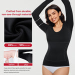 Nebility Tummy Control Shaperwear for Women Long Sleeve T Shirts Compression Tank Tops Scoop Neck Seamless Body Shaper(Black,Large)