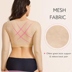 BRABIC Shaper Tops for Women Arm Compression Post Surgery Front Closure Bra Tank Top Shapewear (Beige Long Sleeve, Medium)
