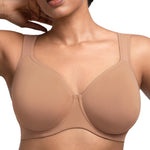 HSIA Bras for Women Minimizer Full Coverage, Plus Size T Shirt Unlined Underwire Smooth Bra, Seamless Cups Joan Ultimate Soft Dark Beige