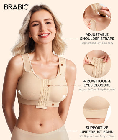BRABIC Post Surgery Bra for Women Surgical Compression Bra Nude