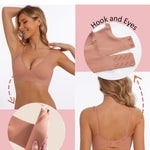 BOUFOR Deep V Bra Low Cut Sexy Push Up Bralettes for Women Padded Comfy Smoothing Wireless Lifting Bras Seamless Bralette, Pink, M