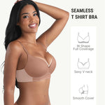 FeelinGirl Wireless Push Up Bras for Women No Underwire Seamless Full Coverage Comfortable Everyday Bra Mocha Brown 36D