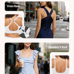 FeelinGirl Wireless Bra for Women with Supportive | Fixed Padded, No Wire, Comfortable Bralettes, Wide Band, Racerback with Lift, Soft Ribbed Texture, Older Women/Home/Out
