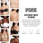 Victoria's Secret Pink Wear Everywhere Strapless Lightly Lined Bra, Adjustable Straps, Marzipan, 34C