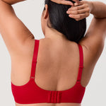 DELIMIRA Minimizer Bras for Women Full Coverage Plus Size Underwire Unlined Supportive Seamless Bra Lipstick Red 38DD