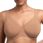 HSIA Bras for Women Minimizer Full Coverage, Plus Size T Shirt Unlined Underwire Smooth Bra, Seamless Cups Joan Ultimate Soft Dark Beige