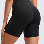 CRZ YOGA ButterLuxe Biker Shorts 6" - High Waisted Workout Running Volleyball Spandex Yoga Womens Black Large