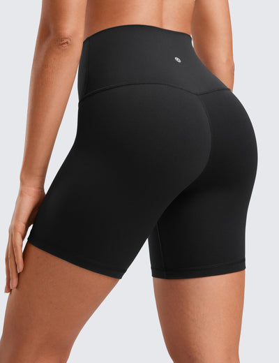 CRZ YOGA ButterLuxe Biker Shorts 6" - High Waisted Workout Running Volleyball Spandex Yoga Womens Black Large