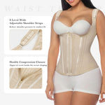 YIANNA Waist Trainer for Women Tummy Control Underbust Hourglass Corset Waist Cincher Vest Sport Girdle with Zipper and Hooks,YA7293-Beige-M