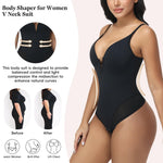 JOYSHAPER Body Shaper for Women Low Cut Body Suit V Neck Shapewear Bodysuit Plunge Shapewear Backless Slimming Girdles Bodysuits Top for Wedding Evening Dress Black XL