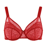 HSIA Minimizer Bras for Women Enchante Full Coverage Underwire Bras Plus Size Lifting Floral Lace Bra for Heavy Breast Coral Red
