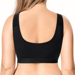 BRABIC Wireless Zip Front Closure Bras for Women No Underwire Full Coverage Comfort Everyday Post Surgery Compression Bra (US, Alpha, Small, Regular, Regular, Black)