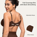 Lover-Beauty Minimizer Bras for Women Full Coverage Unlined Underwire Bras Plus Size Lifting Bra for Heavy Breast, Brown 34DD