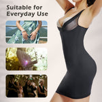 JOYSHAPER Adjustable Slip Dress for Women Tummy Control Body Shaper Shapewear Full Slips for Under Dresses Black (With Gusset) L