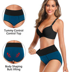 OLIKEME Tummy Control High Waisted Cotton Underwear Panties Briefs for Women Plus Size Full Coverage XL