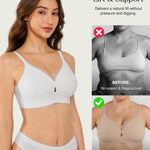 Popilush Wireless Bras for Women Seamless Full Coverage Push Up Everyday Bra No Underwire T-Shirt Bralette White