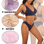 FINETOO 6 Pack Sexy Underwear for Women Silky Seamless No Show Panties Ladies Lace Bikini Lightweight Cheeky Hipster(M)