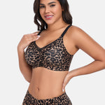 Gailife Womens Wireless V Mesh Comfortable Bra Seamless Bralette Push Up Brassiere No Underwire Supportive Tshirt Everyday Bra, Yellow Leopard, L