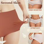ROSYCORAL High Waisted Seamless Underwear for Women Full Coverage Hiphugger High Rise Silky No Show Briefs Panties 6 Pack (M)