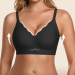 HBselect Jelly Bras for Women No Underwire 3PCS Comfort Wireless Push Up Bras Seamless Scalloped Lift Everyday Bralettes