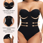 JOYSHAPER Strapless Shapewear Bodysuit for Women Tummy Control Low Back Body Shaper Thong Body Suits Tops with Built-in Bra