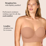 HSIA Strapless Bras for Women, Longline Corset for Large Bust Plus Size Supportive Bustier Minimizer Convertible Bandeau, Dark Beige 34DD